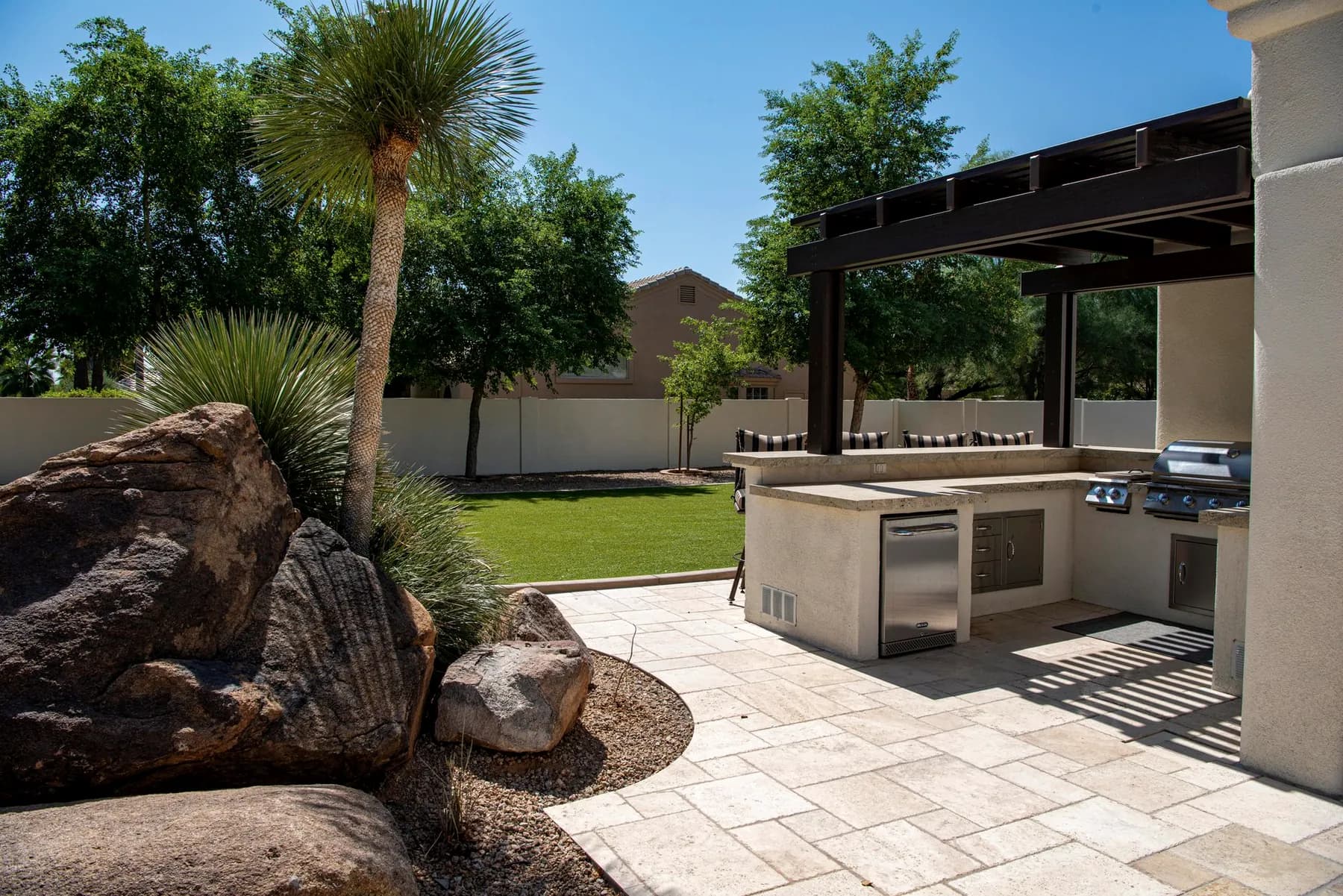 Stone-clad built-in outdoor kitchen — Baltimore area, MD.